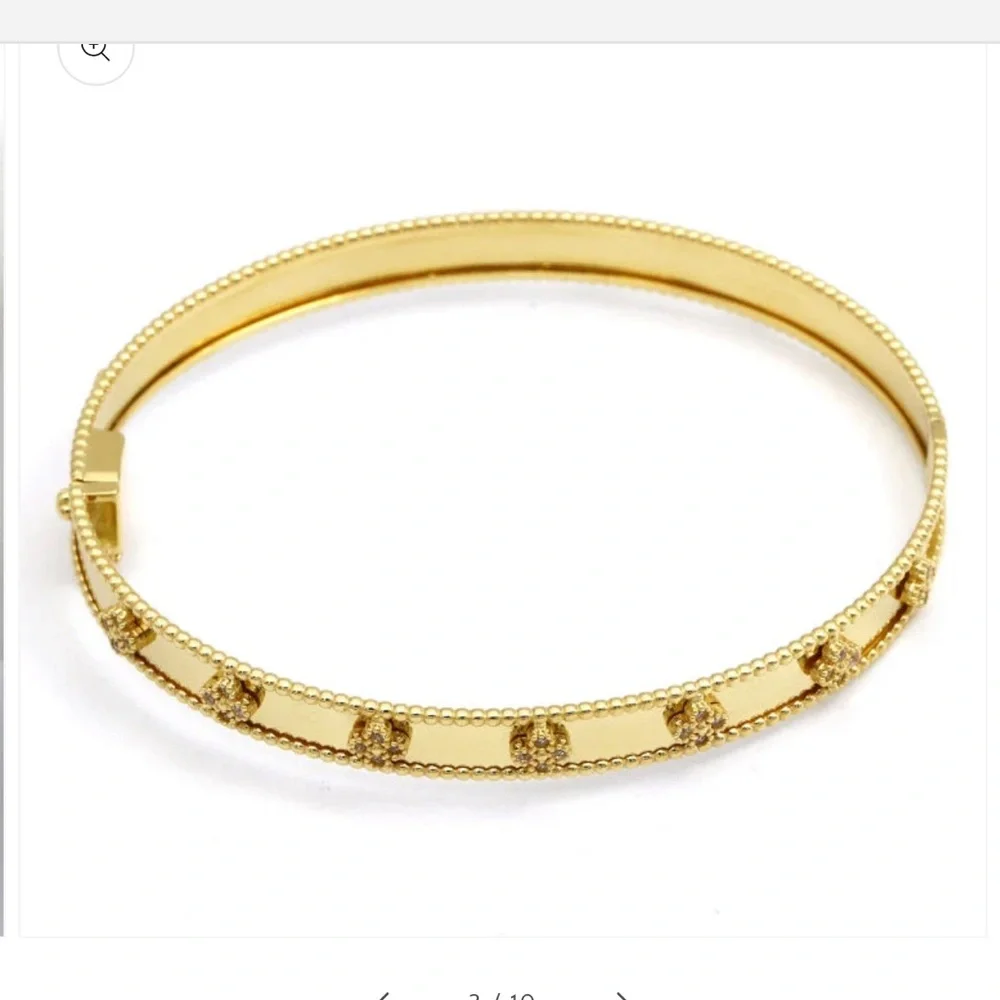 Adina Eden Gold Crystal Accent Bangle Bracelet - Picture 3 of 5